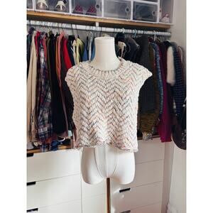 Free people luce tank Vest Vanilla Combo Womens Size Large